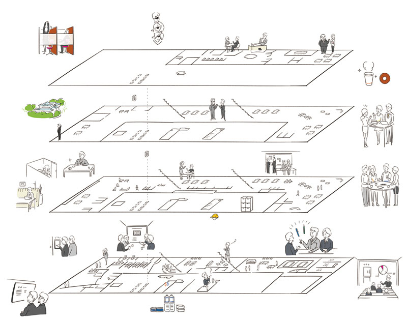 フロアマップ、透視図イラスト作成 / 三菱地所様「to mec park」