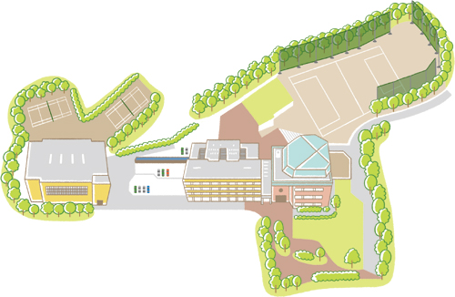 学校の俯瞰図イラスト作成 / 鶴見大学付属中学校パンフレット