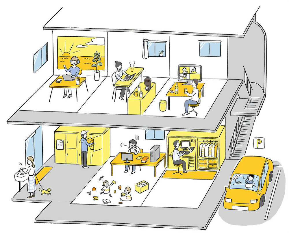 透視図、断面図の俯瞰図イラスト作成 / オーナーズウェイ「賃貸住宅の新様式」