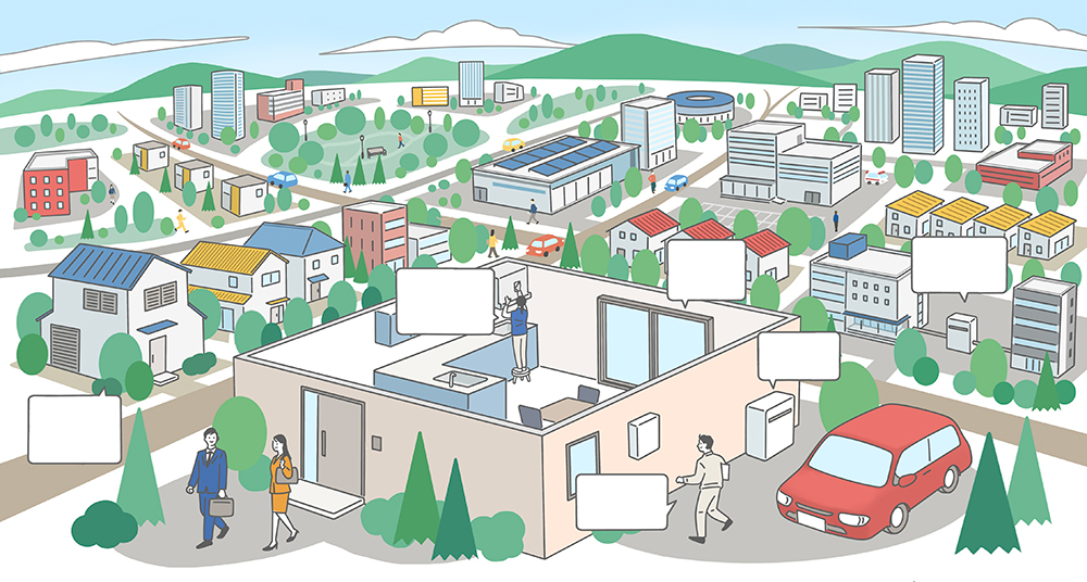 説明の吹き出しを入れた俯瞰図のイラスト