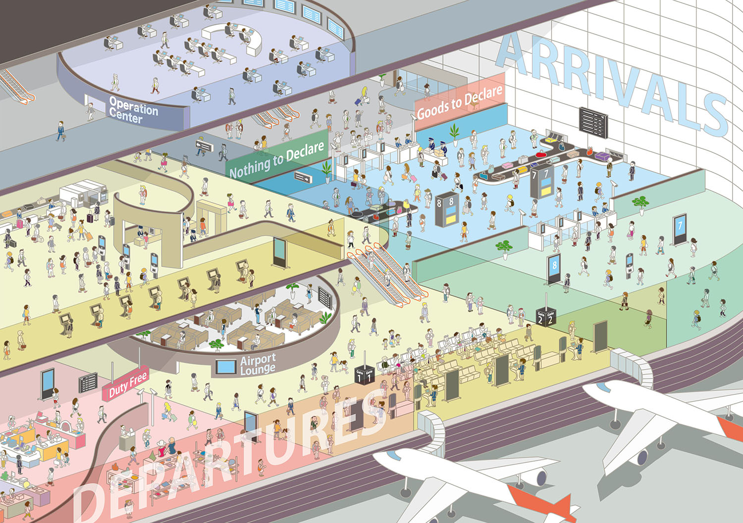 空港の俯瞰図イラスト制作