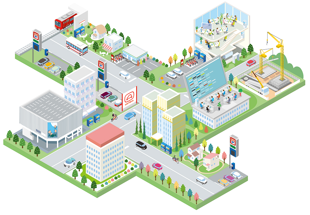 名鉄協商様 / 街の俯瞰図イラスト制作