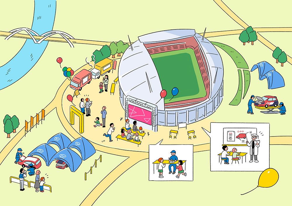 楽しい街の俯瞰図イラスト制作